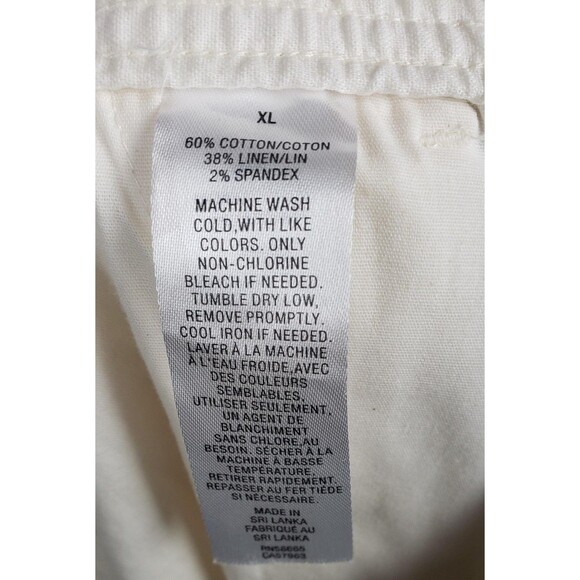 Nordstrom Pants Ivory XL Slim Fit Linen Blend Drawstring Elastic Waist Casual - Picture 6 of 6